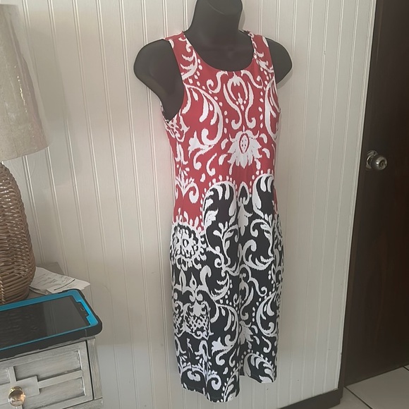 Like New! Charter Club Red and Black Patterned Sleeveless Dress sz XS - Picture 6 of 10
